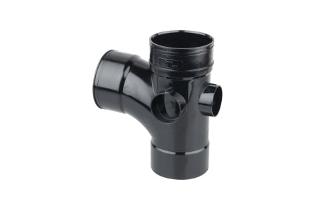 Osmasoil 4S490B 87.5 Degree Single Branch Solvent Weld Black 110mm