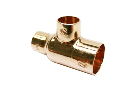 End Feed Copper Tee Reduced End & Branch 22mmX 15mmX 15mm