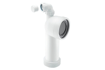 McAlpine WC-CON8V 90 Degree Bend Adjustable Length Rigid WC Connector with Vent Boss 4in x 110mm