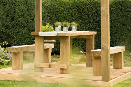 Refectory Table and Sleeper Benches Set - 1.8m