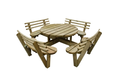 Circular Picnic Table with Seat Backs Pressure Treated - 2460 x 820 x 2460mm