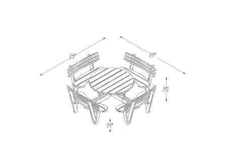 Circular Picnic Table with Seat Backs Pressure Treated - 2460 x 820 x 2460mm