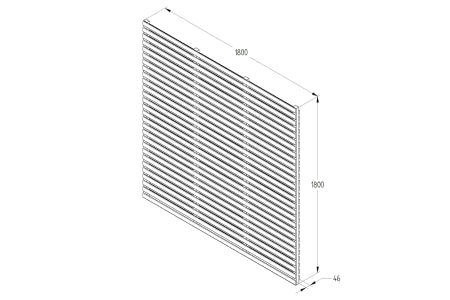 Fence Panel -  Pressure Treated Contemporary Double Slatted- 1.8m x 1.8m