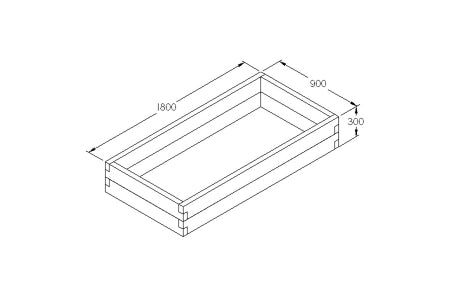 Rectangular Raised Bed - 300 x 1800 x 900mm