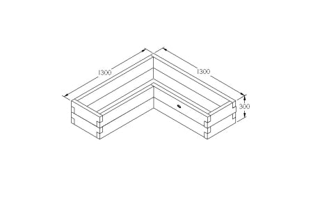 Corner Raised Bed - 300 x 1300 x 1300mm
