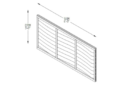 Fence Panel  - Dip Treated Overlap Fence Panel - 6ft x 3ft 1.83m x 0.91m - Pack of 4