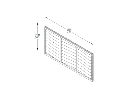 Fence Panel  - Dip Treated Overlap  - 6ft x 3ft 1.83m x 0.91m - Pack of 5