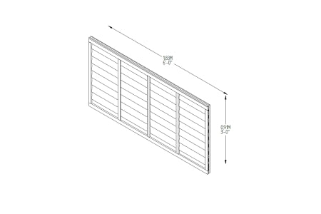 Fence Panel -  Pressure Treated Superlap - 6ft x 3ft (1.83m x 0.91m)