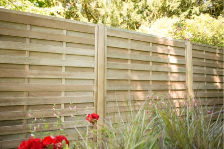 Pressure Treated Decorative Horizontal Hit and Miss Fence Panel - 1.8m x 1.8m