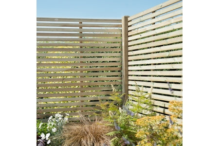 Fence Panel -  Pressure Treated Contemporary Single Slatted - 1.8m x 1.8m