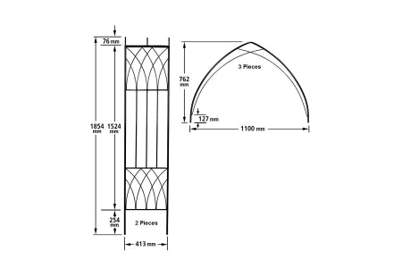 Abbey Modern Metal Rose Arch - 1100mm Wide x 2286mm High