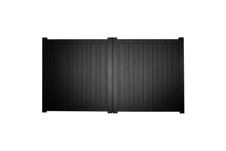 Driveway Gate - Canterbury Double Swing Flat Top - Black with Vertical Solid Infill