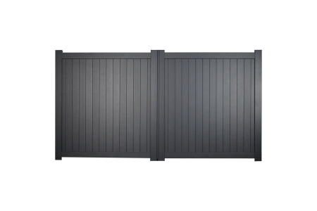 Driveway Gate - Canterbury Double Swing Flat Top - Grey with Vertical Solid Infill