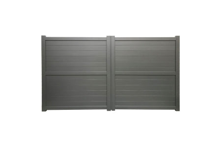 Driveway Gate - Dartmoor Double Swing Flat Top - Grey with Horizontal Solid Infill