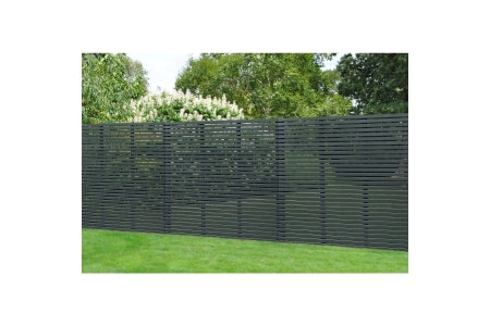 Fence Panel - Grey Painted Contemporary Single Slatted - 6ft x 6ft