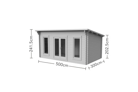 Elmley Pent Log Cabin No Underlay - 5 x 3m