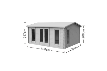 Rushock Log Cabin and Felt Shingles - 5 x 4m