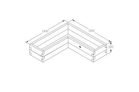Caledonian Corner Planter - 280 x 1310 x 1310mm