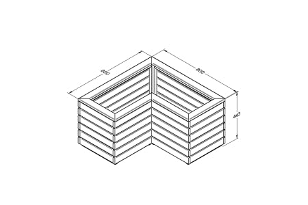 Linear Corner Planter - 440 x 800 x 800mm