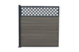 Composite Fence Kit - Piranha Antique Grey With Diagonal Trellis - 6ft Bolt-Down