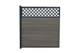 Composite Fence Kit - Piranha Antique Grey With Diagonal Trellis - 6ft In-Ground
