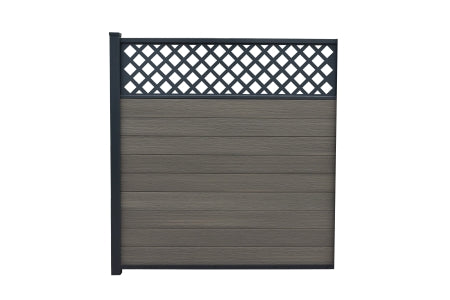 Composite Fence Kit - Piranha Antique Grey With Diagonal Trellis - 6ft In-Ground