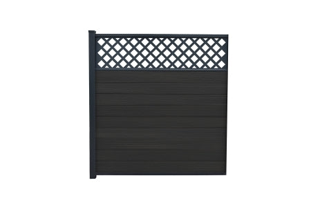 Composite Fence Kit - 6ft In Ground - Piranha Black Carbon - 6ft Incl Diagonal Trellis