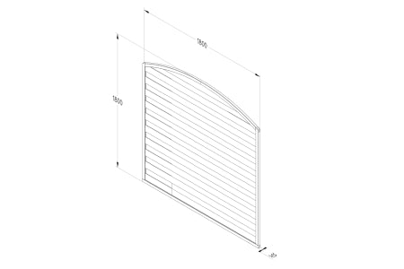 Pressure Treated Decorative Dome Top Fence Panel - 1.83m x 1.83m