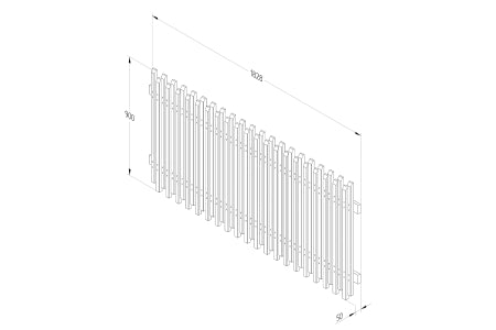 Fence Panel - Pressure Treated Contemporary Picket Fence - 6ft x 3ft