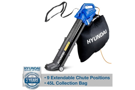 Hyundai 3-in-1 Electric Garden Vacuum, Leaf Blower & Mulcher