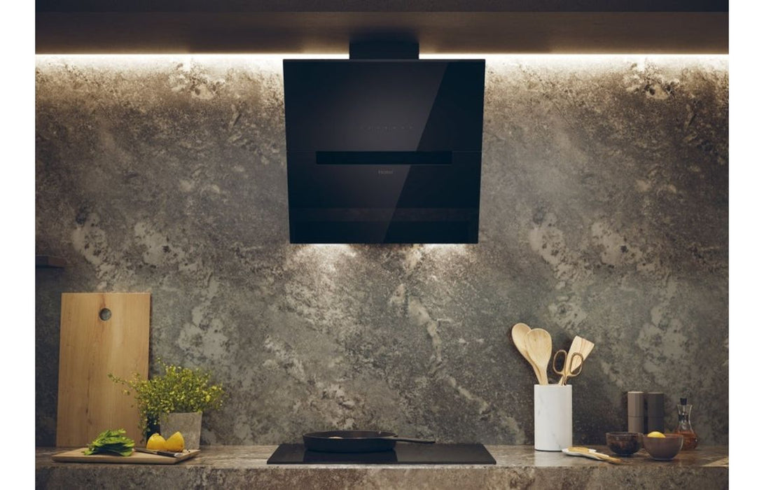 Haier HADG6CBS4BWIFI 60cm Chimney Hood - Black Glass