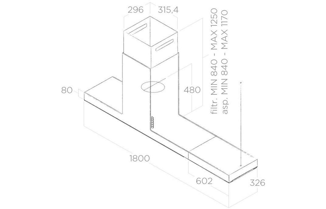 Elica Haiku 120cm Island Hood - Black