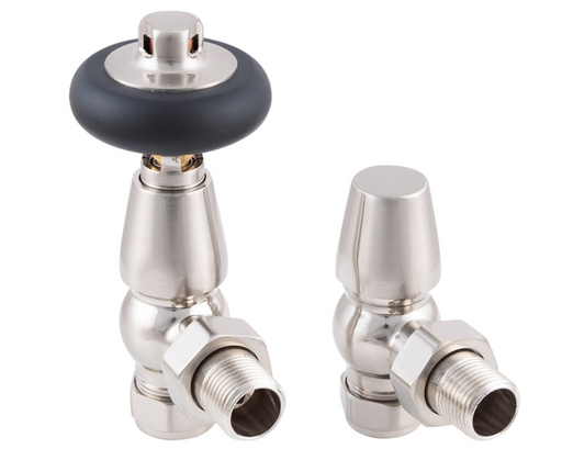 Carron Angled Kingsgrove Thermostatic Radiator Valve- Satin Nickel Finish