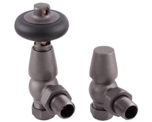 Carron Angled Kingsgrove Thermostatic Radiator Valve- Pewter Finish