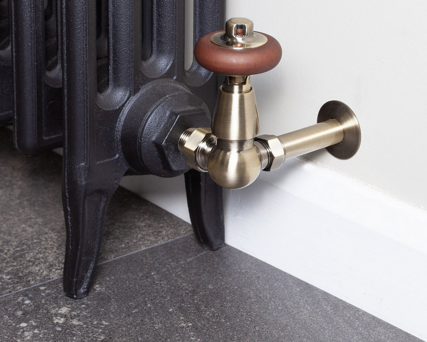 Carron Corner Kingsgrove Thermostatic Radiator Valve- Lacquered Antique Brass
