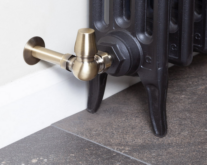 Carron Corner Kingsgrove Thermostatic Radiator Valve- Lacquered Antique Brass