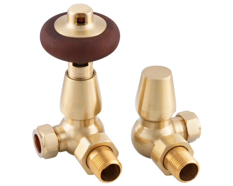 Carron Corner Kingsgrove Thermostatic Radiator Valve- Lacquered Brushed Brass