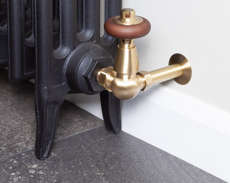 Carron Corner Kingsgrove Thermostatic Radiator Valve- Lacquered Brushed Brass