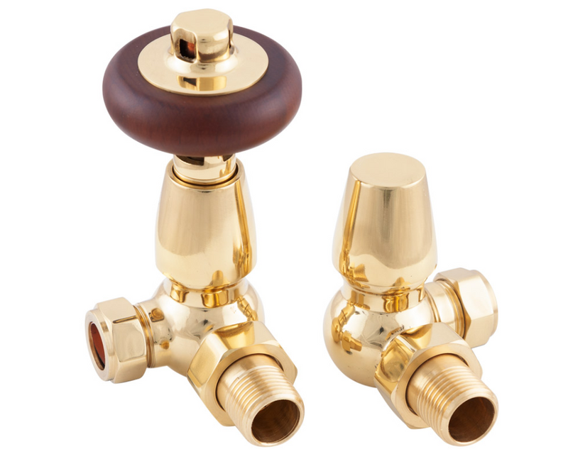 Carron Corner Kingsgrove Thermostatic Radiator Valve- Lacquered Brass