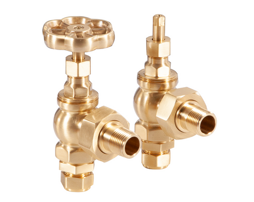 Carron Angled Daisy Wheel Manual Valve- Lacquered Brushed Brass