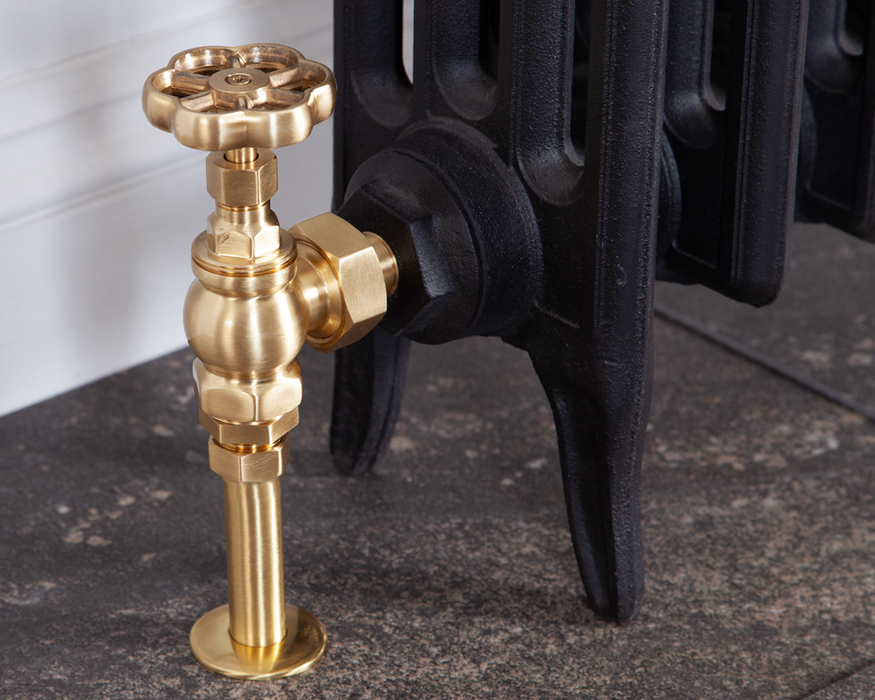 Carron Angled Daisy Wheel Manual Valve- Lacquered Brushed Brass