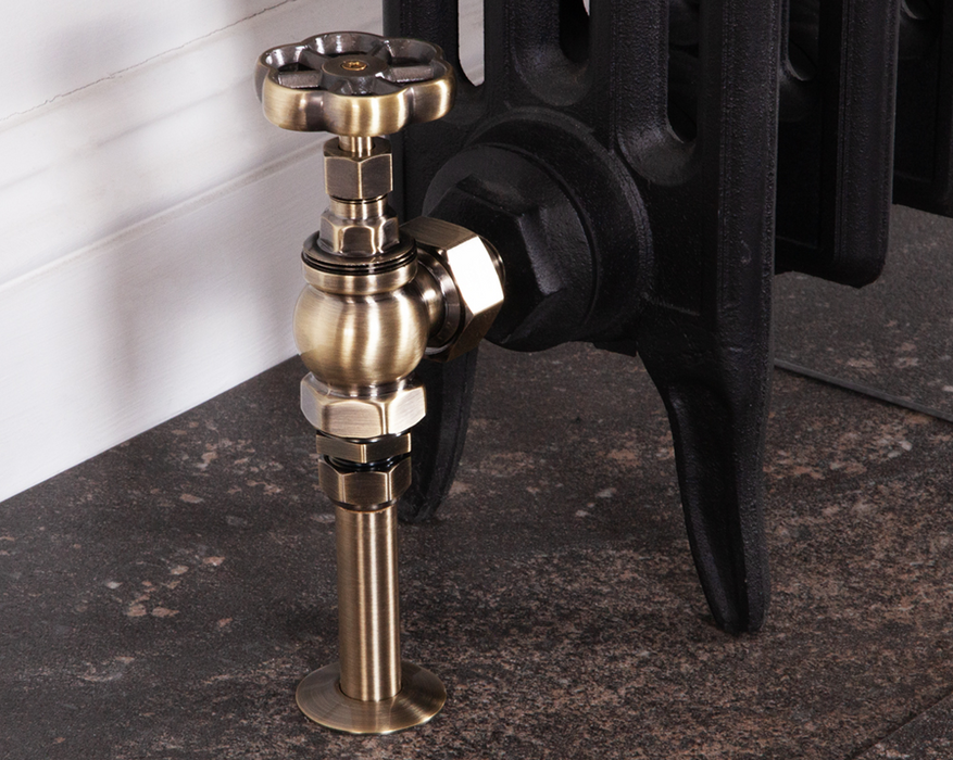 Carron Angled Daisy Wheel Manual Valve- Lacquered Antique Brass
