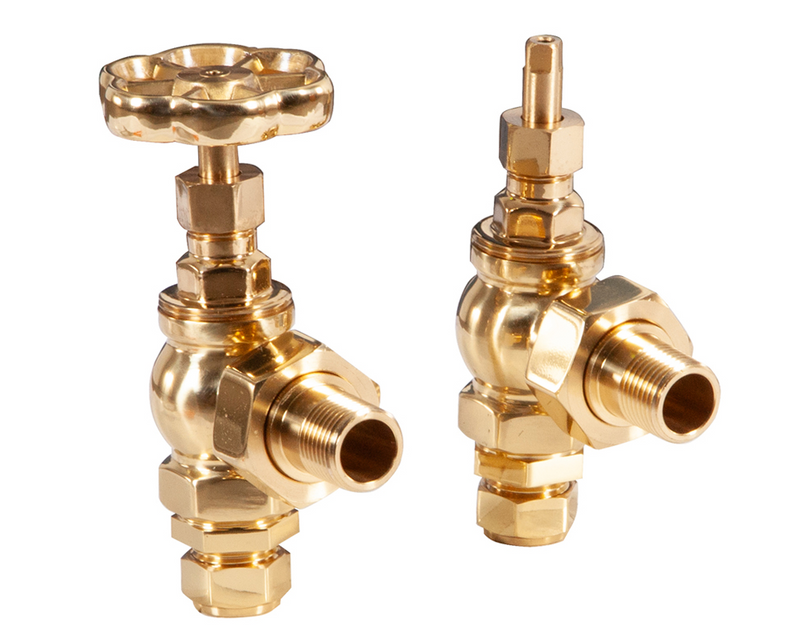 Carron Angled Daisy Wheel Manual Valve- Lacquered Brass