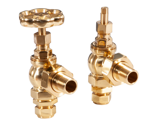 Carron Angled Daisy Wheel Manual Valve- Lacquered Brass