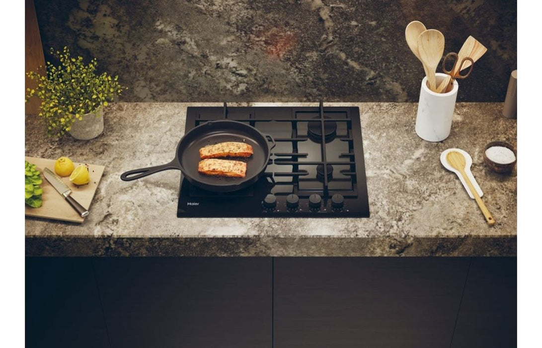 Haier HAVG6BF4TBPB 60cm Gas on Glass Hob - Black