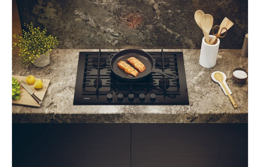 Haier HAVG75TBBP 75cm Gas on Glass Hob - Black