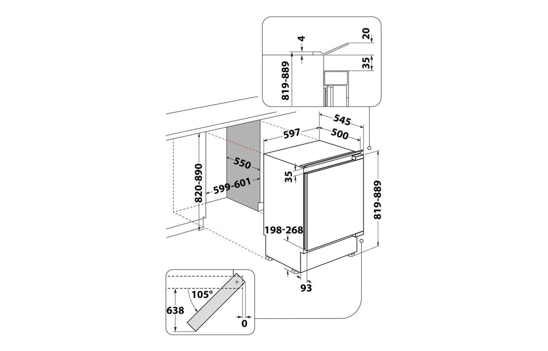 Hotpoint HBUL011.UK B/I Under Counter Larder Fridge