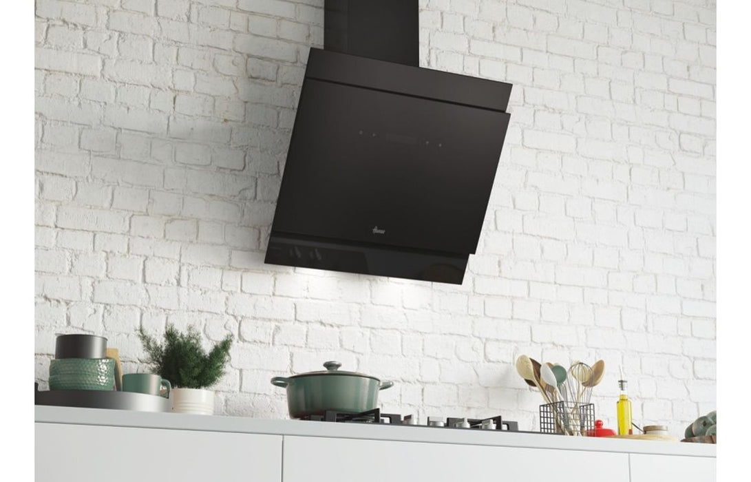 Hoover HDG6DCH3BWIFI 60cm Angled Chimney Hood - Black Glass