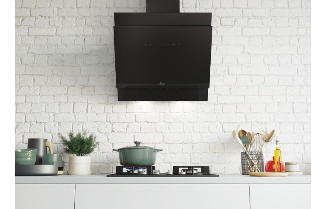 Hoover HDG6DCH3BWIFI 60cm Angled Chimney Hood - Black Glass