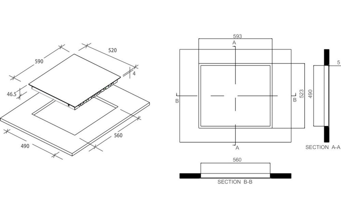 Hoover H300 HH64DCT 60cm Ceramic Hob - Black Glass